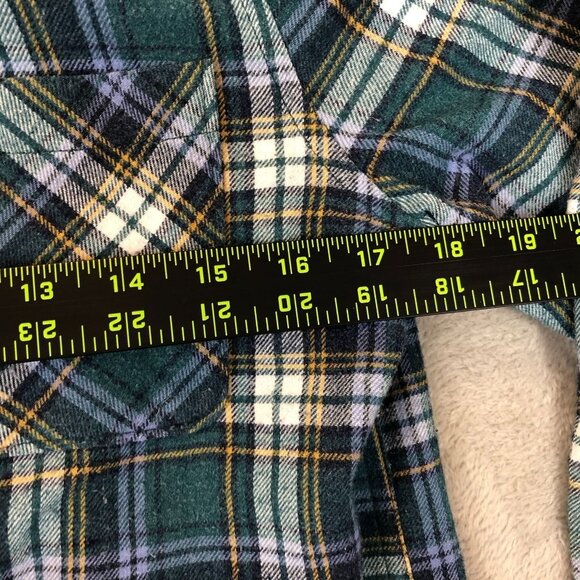 Aeropostale Womens Shirt Small Boyfriend Fit Green Blue Plaid Flannel Button Up - Picture 4 of 8